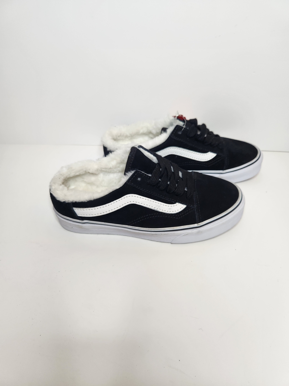 Vans Black Suede Shearling Lined Mule Sneakers